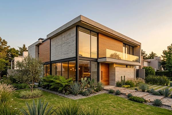 Casa moderna terminada con diseño contemporáneo y jardín exterior