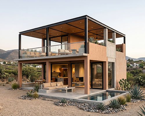 Casa moderna terminada en México de dos niveles con diseño contemporáneo