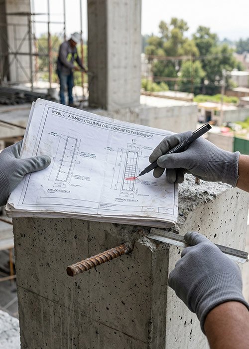 Inspección de materiales en obra para control de calidad