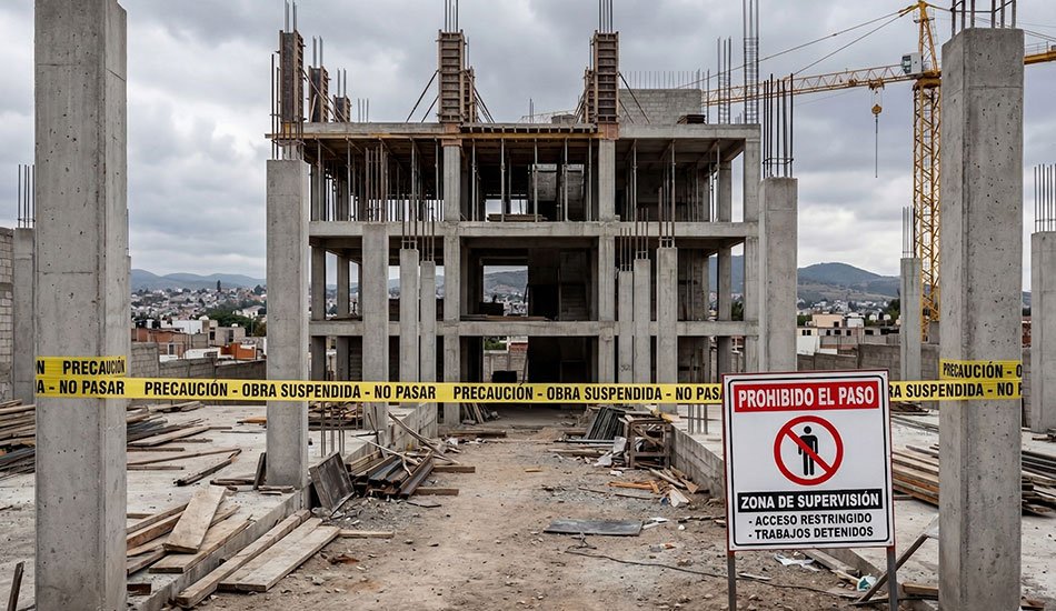 Obra en construcción suspendida por falta de permisos