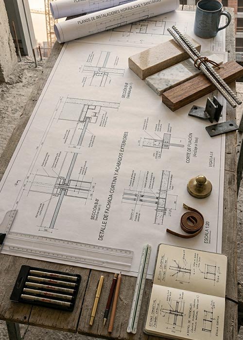 Planos estructurales con detalles de cimentación y acero