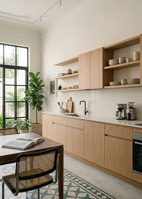 Cocina remodelada con acabados modernos