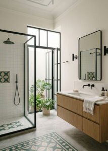 Baño renovado con diseño actual