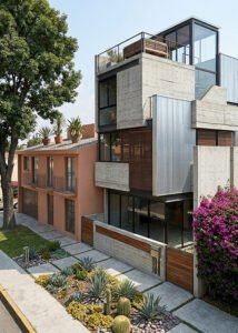 Fachada de casa remodelada con diseño moderno