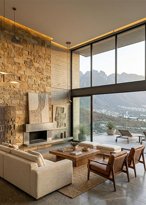 Interior moderno con vista panorámica
