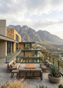 Terraza con vista en vivienda moderna