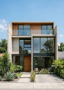 Fachada de casa moderna en Querétaro con diseño contemporáneo