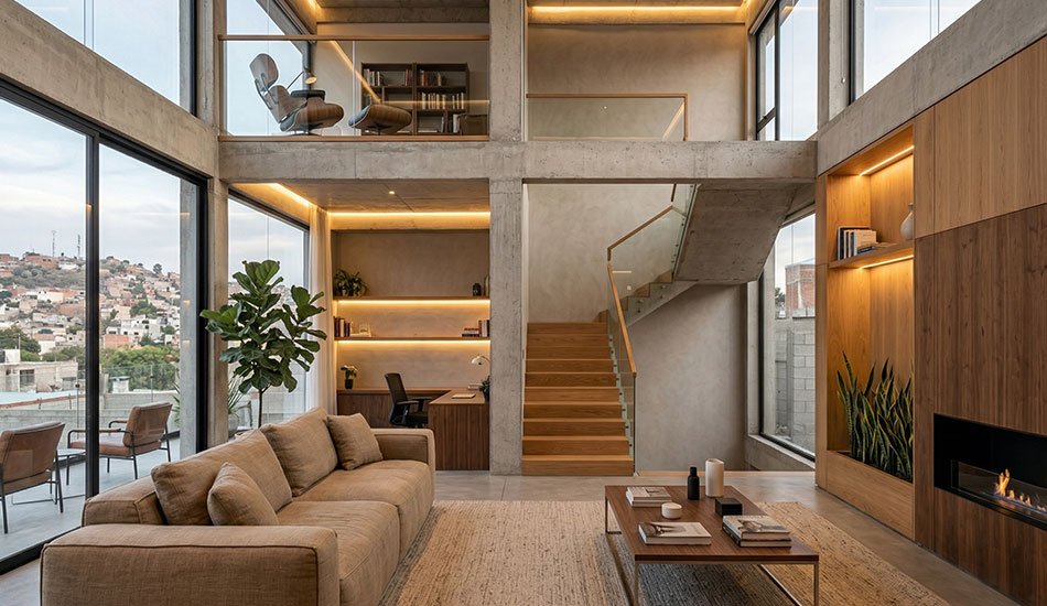 Interior de casa terminada con acabados modernos