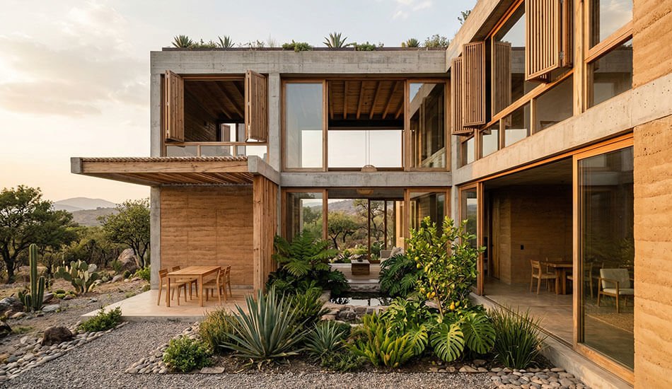 Casa con diseño bioclimático y ventilación natural