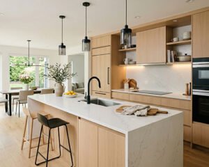 Cocina moderna remodelada con acabados contemporáneos