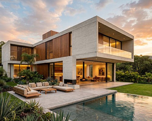 Casa contemporánea en México con diseño moderno y materiales naturales